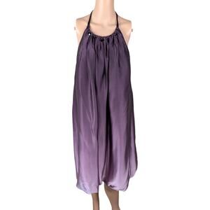VTG ABS Allen Schwartz Silk Dress 12 | Purple Ombre Halter Gem Bubble Hem Y2K